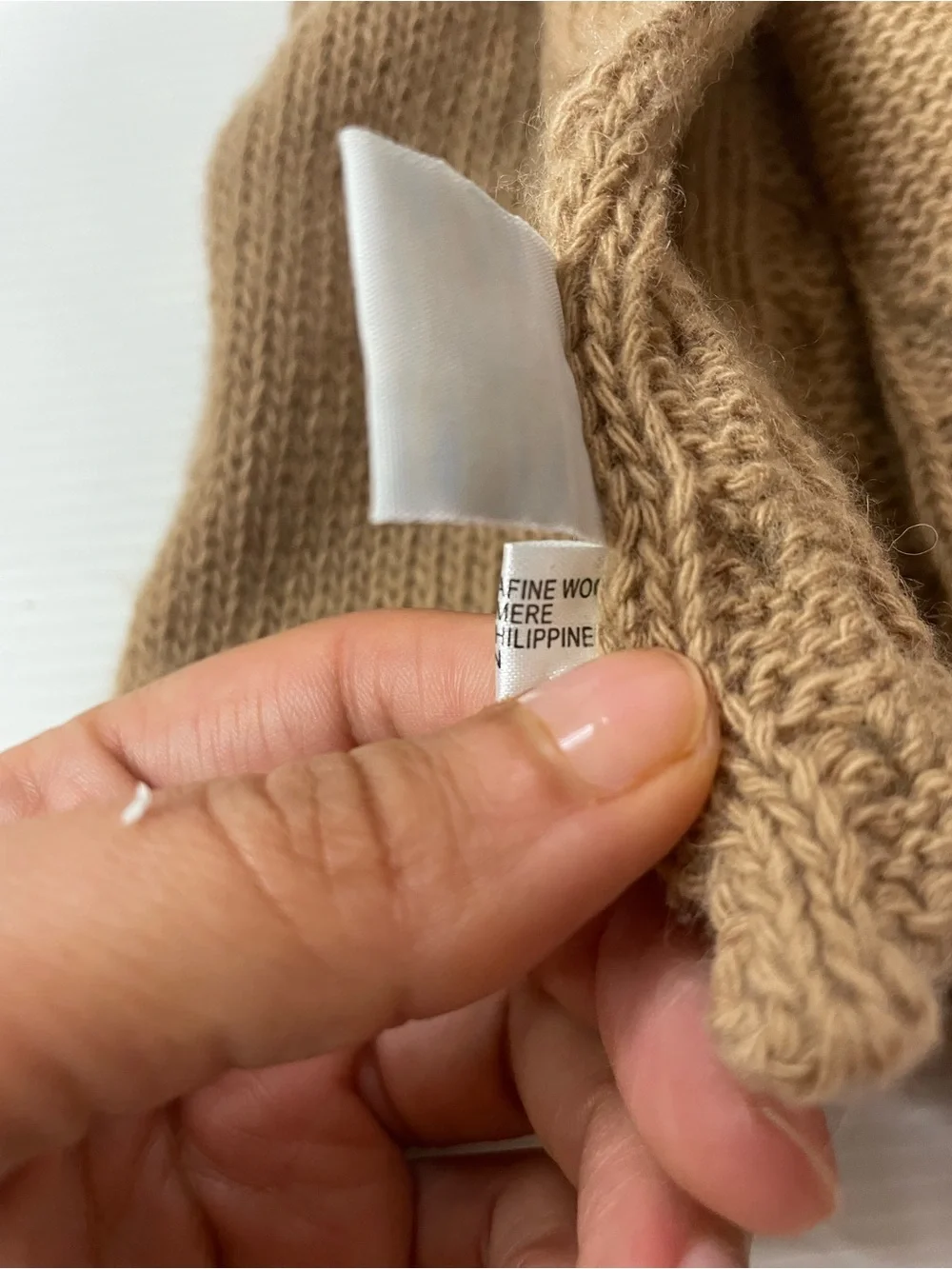 Portolano Wool Cashmere Scarf 65” Long Tan